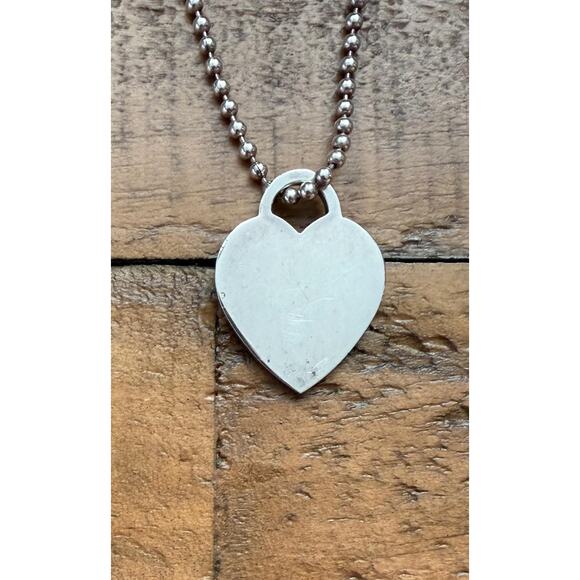 Tiffany & Co Return to Tiffany Large Heart Necklace 925 Silver Ball Chain 32 in - Picture 5 of 10